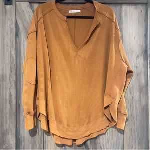 Free People. We the Free. Mustard long sleeve sweater.